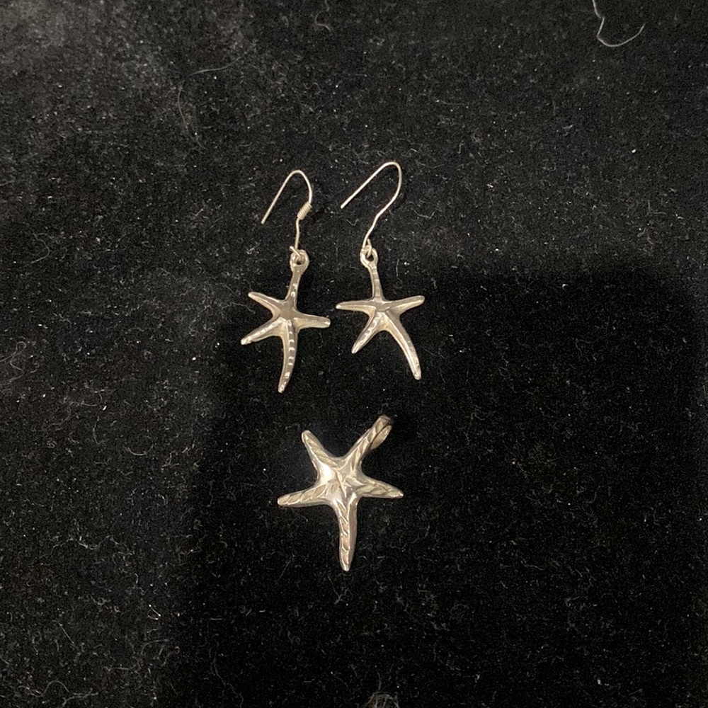 SS Star fish earrings and pendant